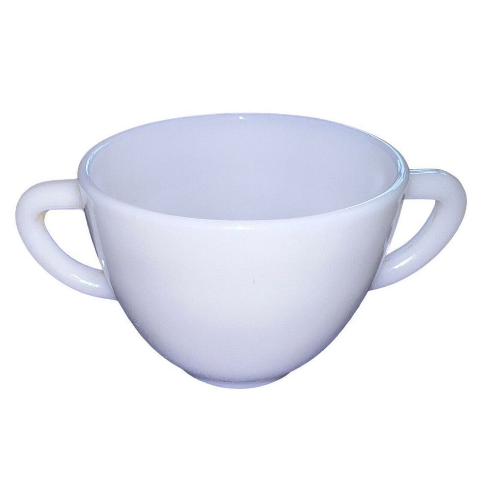 Vintage Federal Glass Delphite Blue Two Handle Open Sugar Bowl Mug Cup